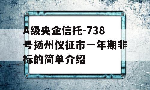 A级央企信托-738号扬州仪征市一年期非标的简单介绍