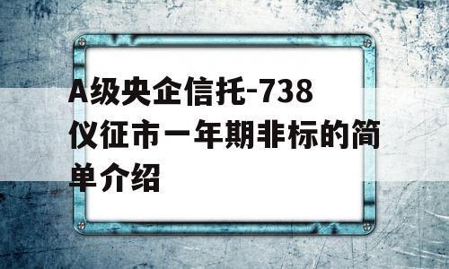 A级央企信托-738仪征市一年期非标的简单介绍