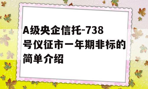 A级央企信托-738号仪征市一年期非标的简单介绍