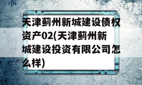 天津蓟州新城建设债权资产02(天津蓟州新城建设投资有限公司怎么样)