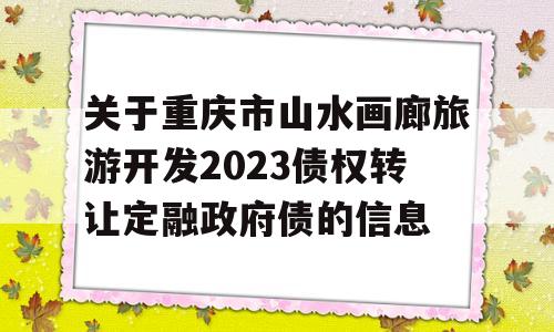 关于重庆市山水画廊旅游开发2023债权转让定融政府债的信息