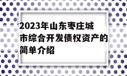 2023年山东枣庄城市综合开发债权资产的简单介绍