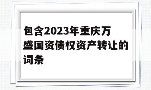 包含2023年重庆万盛国资债权资产转让的词条