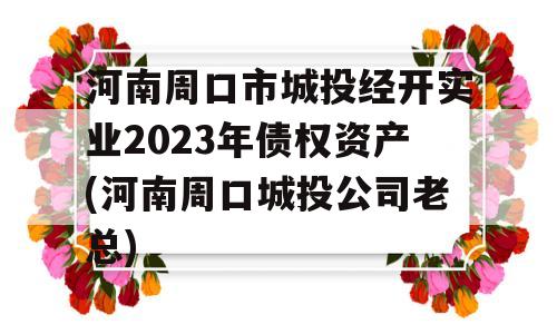 河南周口市城投经开实业2023年债权资产(河南周口城投公司老总)