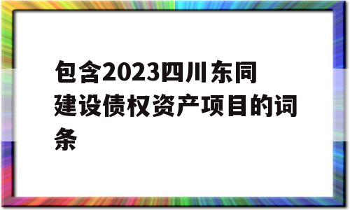 包含2023四川东同建设债权资产项目的词条