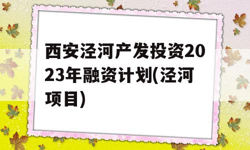 西安泾河产发投资2023年融资计划(泾河项目)