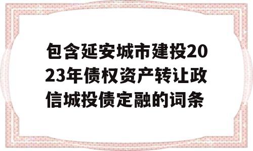 包含延安城市建投2023年债权资产转让政信城投债定融的词条