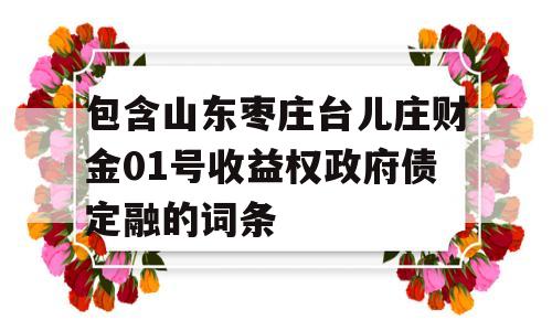 包含山东枣庄台儿庄财金01号收益权政府债定融的词条