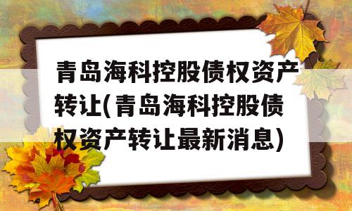 青岛海科控股债权资产转让(青岛海科控股债权资产转让最新消息)