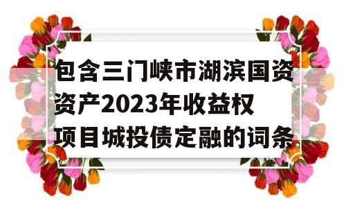 包含三门峡市湖滨国资资产2023年收益权项目城投债定融的词条