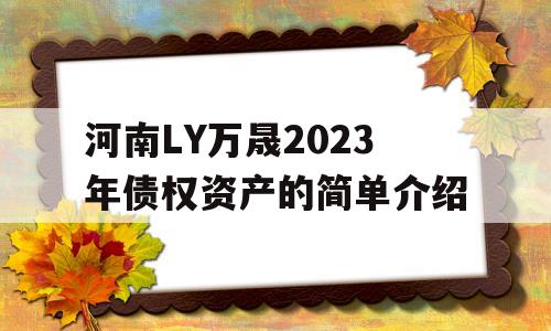 河南LY万晟2023年债权资产的简单介绍